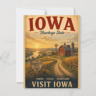 Vintage Iowa Heartland Farm Landscape Travel Poste Card
