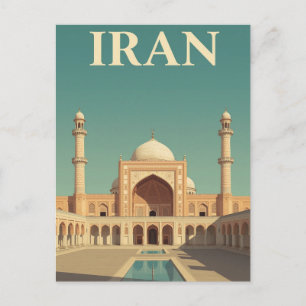 Vintage Iran Travel Poster Mosque Art Postcard