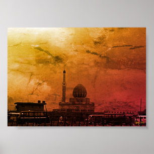 Vintage Iraq Baghdad Buniya Mosque Poster