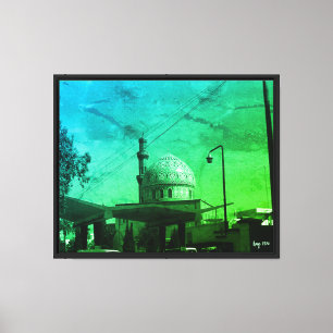 Vintage Iraq Baghdad Gas station at mosque Canvas Print
