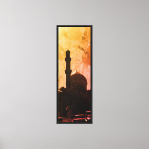 Vintage Iraq Baghdad mosque taxis Canvas Print
