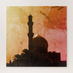 Vintage Iraq Baghdad mosque taxis Jigsaw Puzzle