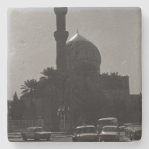 Vintage Iraq Baghdad mosque taxis Stone Coaster