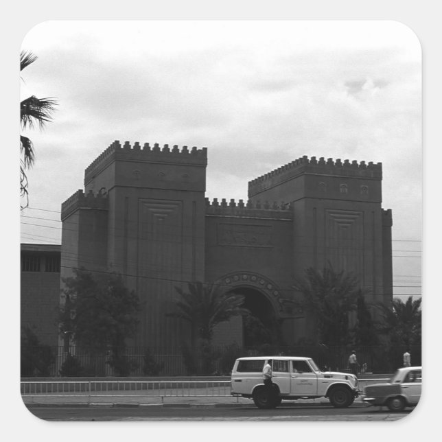 Vintage Iraq Baghdad museum 1970 Square Sticker (Front)