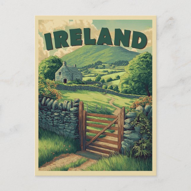 Vintage Ireland Countryside Postcard (Front)