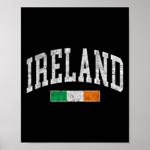 Vintage Ireland Flag Irish Retro Throwback Mens Wo Poster