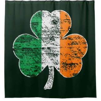 Vintage Ireland Flag Shamrock Shower Curtain
