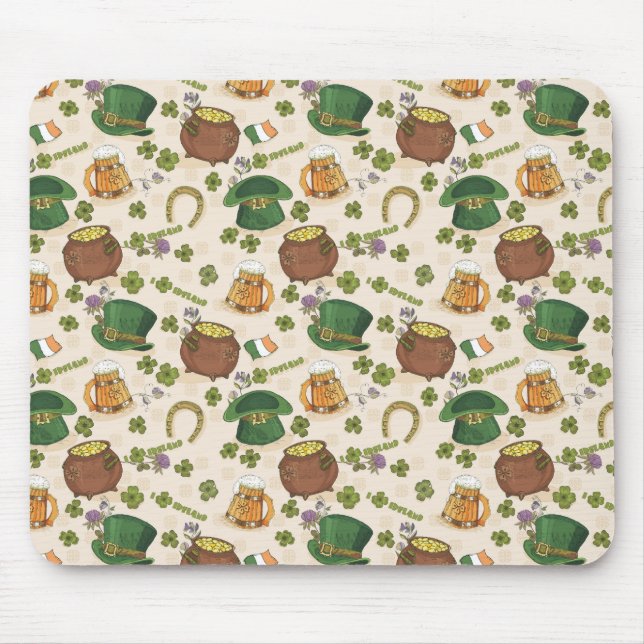 Vintage Ireland Icon Pattern Mouse Pad (Front)