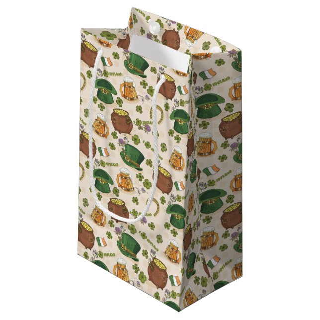 Vintage Ireland Icon Pattern Small Gift Bag (Front Angled)