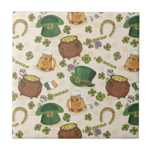 Vintage Ireland Icon Pattern Tile