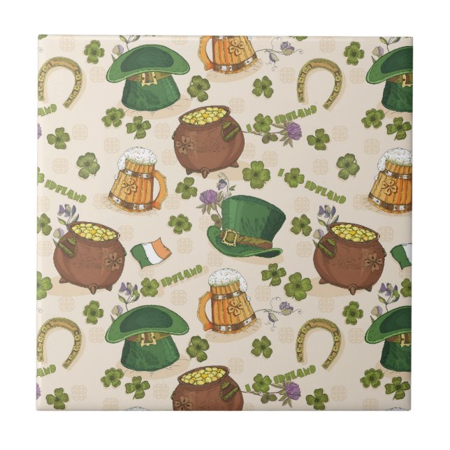 Vintage Ireland Icon Pattern Tile (Front)