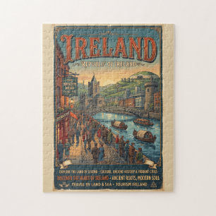 Vintage Ireland Travel Poster Jigsaw Puzzle