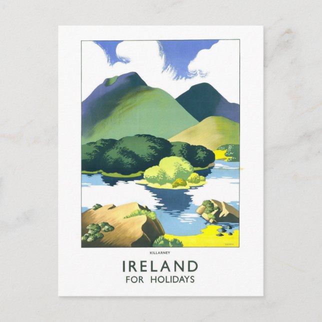 Vintage Ireland Travel Poster Postcard (Front)