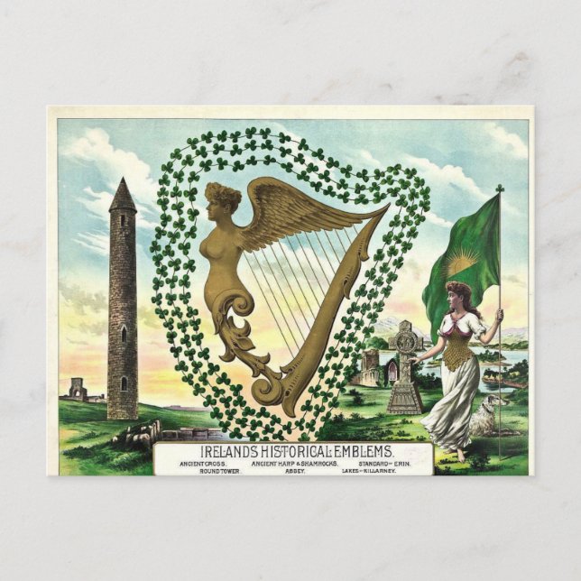 Vintage Ireland's Historical Emblems Postcard (Front)