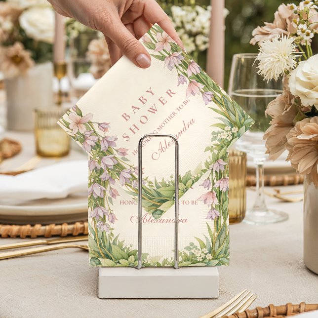 Vintage Iris And Bellflower Botanical Baby Shower Napkin (Creator Uploaded)