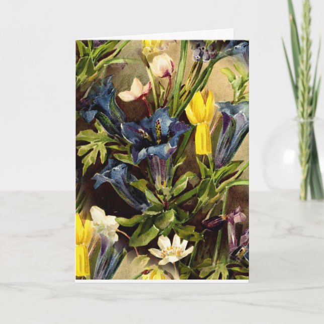 Vintage Iris and Daffodil Mother's Day Card (Front)