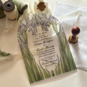 Vintage Iris Stained Glass Effect Wedding  Acrylic Invitations