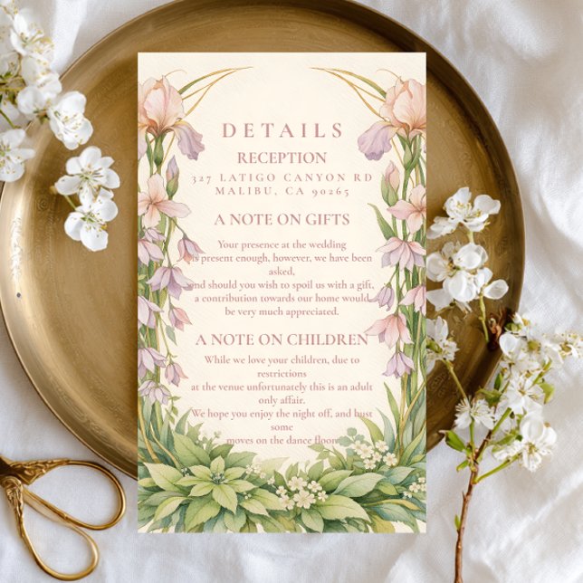 Vintage Iris Wildflower Botanical Wedding Enclosure Card (Creator Uploaded)