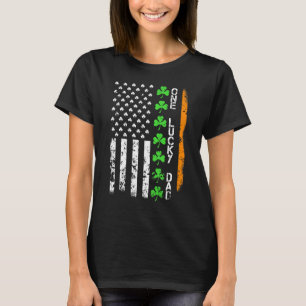 Vintage Irish American Flag One Lucky Dad St Patri T-Shirt