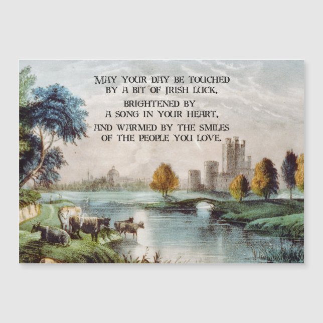Vintage Irish Blessing and Scenic Castle Landscape (Front)