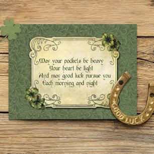 Vintage Irish Blessing and Shamrocks Postcard