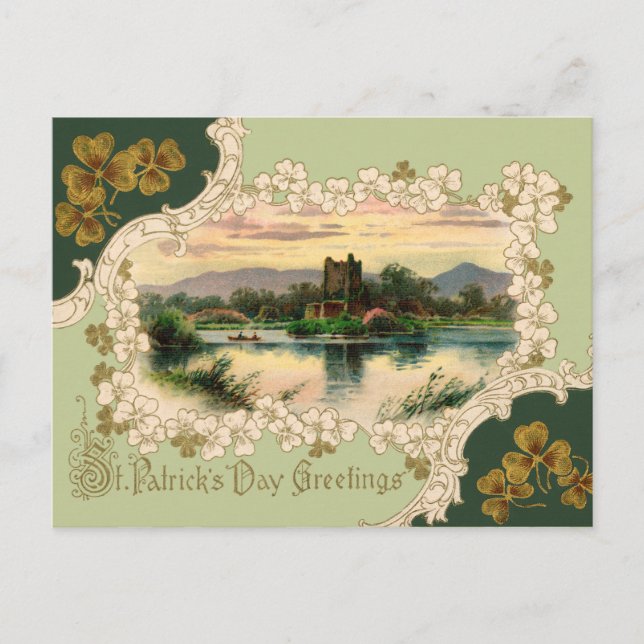 Vintage Irish Castle St. Patrick's Day Postcard (Front)