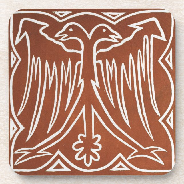 Vintage Irish Celtic Art Design Red Bird Coaster (Front)
