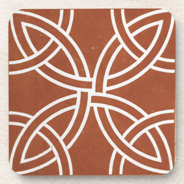 Vintage Irish Celtic Art Design Red Coaster (Front)