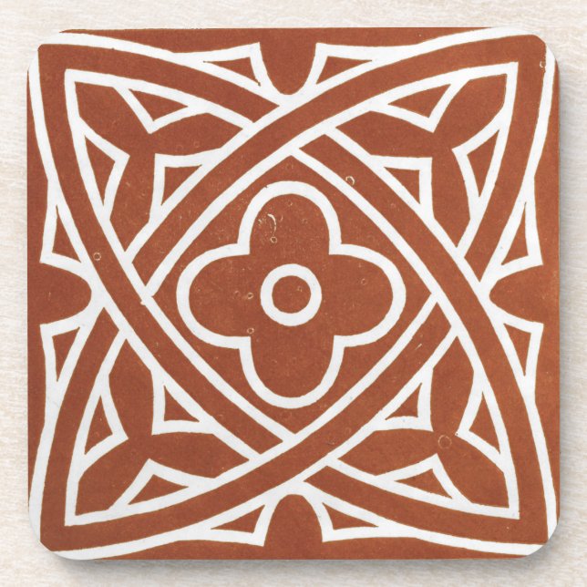 Vintage Irish Celtic Art Design Red Coaster (Front)