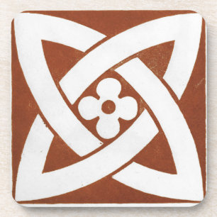 Vintage Irish Celtic Art Design Red Coaster