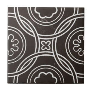 Vintage Irish Ceramic Art Design Black Tile