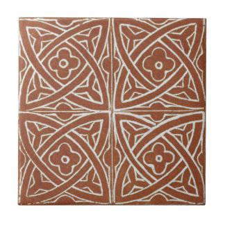 Vintage Irish Ceramic Art Design Red Tile