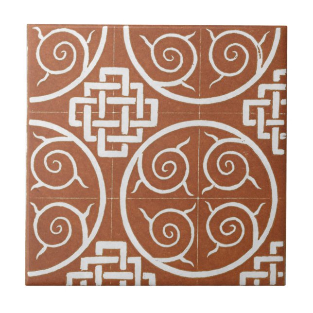 Vintage Irish Ceramic Art Design Red Tile (Front)