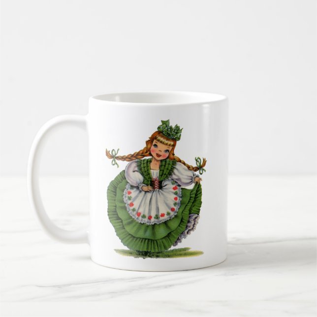 Vintage Irish Girl Traditional Dress Coffee Mug (Left)