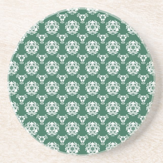 Vintage Irish Green Baroque Wallpaper Coaster (Front)