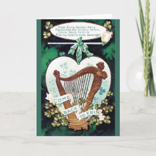 Vintage Irish Harp St. Patrick's Day Card