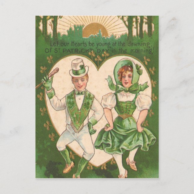 Vintage Irish Hearts St Patrick's Day Card (Front)