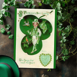 Vintage Irish Lad St Patrick's Day Custom Holiday Card