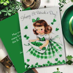 Vintage Irish Lassie Custom Retro St Patrick's Day Holiday Card