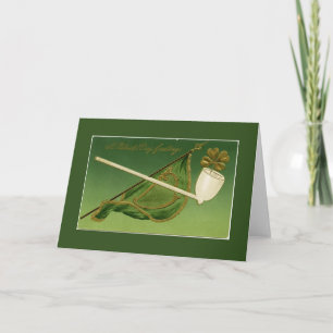 Vintage Irish Pipe and Flag Greeting Card