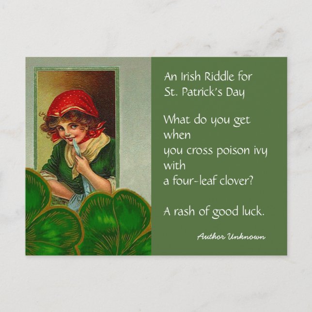 Vintage Irish Riddle St Patricks Day PC Postcards (Front)