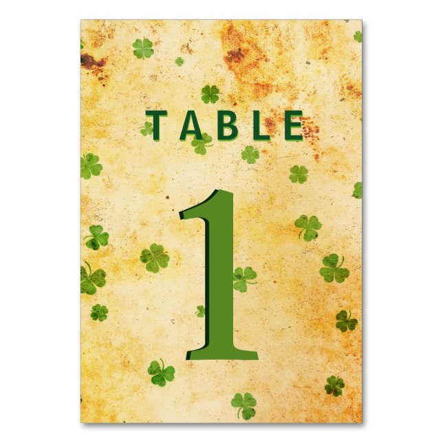 Vintage Irish Shamrocks Table card (Front)
