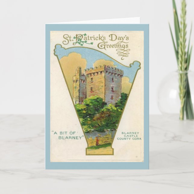 Vintage Irish St Patrick's Day Blarney Castle Card (Front)