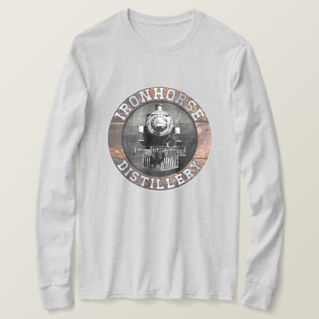 Vintage Ironhorse Distillery In Wood And Metal T-Shirt (Design Front)