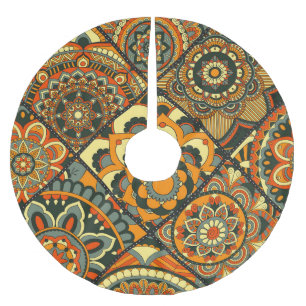Vintage Islamic motifs, decorative seamless. Brushed Polyester Tree Skirt