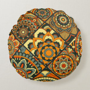 Vintage Islamic motifs, decorative seamless. Round Cushion