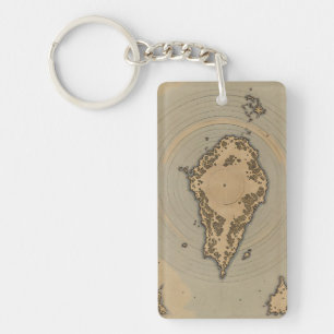 Vintage Island Map Antique Fantasy Cartography Key Ring