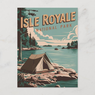 Vintage Isle Royale National Park Camping Holiday Postcard