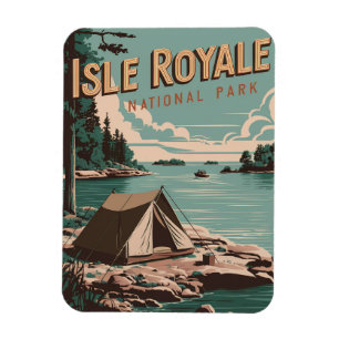 Vintage Isle Royale National Park Camping Magnet