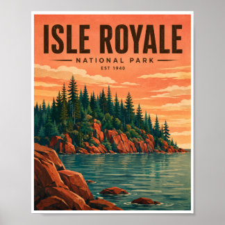Vintage Isle Royale National Park Travel Poster